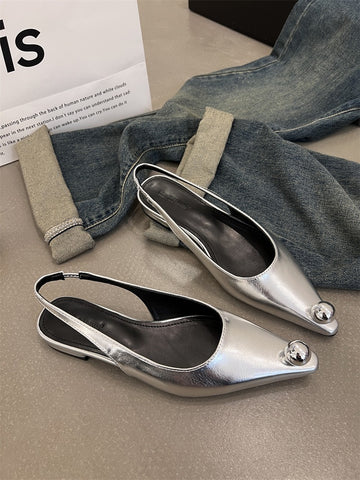 Flats Sandals Elegant Women Shoes Outdoor Female Footwear Shallow Fashion Metal Slides Ladies Sandals Shoes