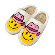 Denim smiling face pattern indoor cotton slippers for men and women plush