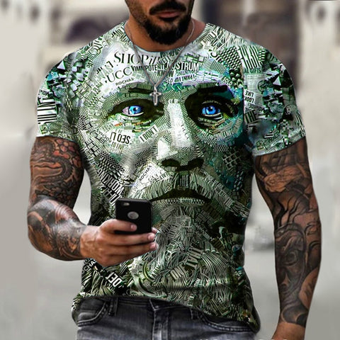 Printed Men T-shirt Streetwear Fashion Casual Clothes T-shirt Summer New O-Neck Oversized T Shirt For Men Tee Tops