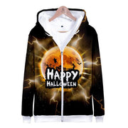 Halloween Long Hoodie Women Men Zipper Casual Sweatshirt