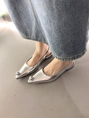 Flats Sandals Elegant Women Shoes Outdoor Female Footwear Shallow Fashion Metal Slides Ladies Sandals Shoes