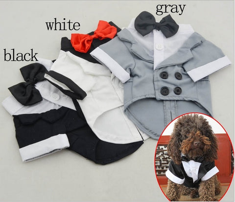 Pet Clothes Puppy Shirt Dog Wedding Tuxedo Western Style Suit with Bow Tie Apparel Clothing For Dogs Coat