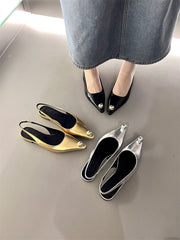 Flats Sandals Elegant Women Shoes Outdoor Female Footwear Shallow Fashion Metal Slides Ladies Sandals Shoes