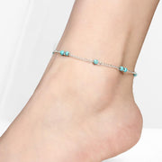 Hot selling retro round bead turquoise ankle chains for women with minimalist and niche designs, fashionable and stylish footwear