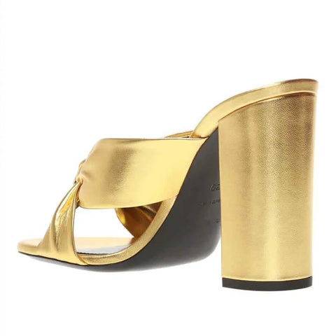 Summer New Style High Heel Golden Fish Mouth Women's Sandals Latest Fashion Europe and America 34-43 Size Slippers Summer Shoes