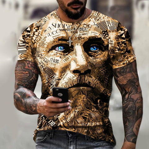 Printed Men T-shirt Streetwear Fashion Casual Clothes T-shirt Summer New O-Neck Oversized T Shirt For Men Tee Tops