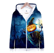 Halloween Long Hoodie Women Men Zipper Casual Sweatshirt