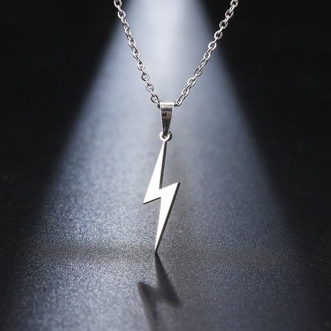 Stainless Steel Lightning Bolt Necklace Pendant for Women  Men Scar Necklace