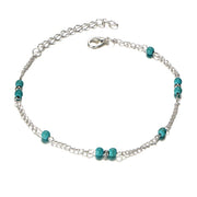 Hot selling retro round bead turquoise ankle chains for women with minimalist and niche designs, fashionable and stylish footwear