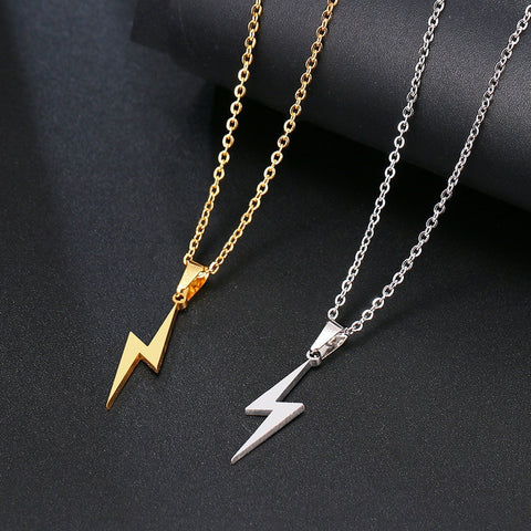 Stainless Steel Lightning Bolt Necklace Pendant for Women  Men Scar Necklace