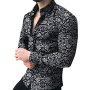 Men Shirt Long Sleeve Top  Floral Male Blouse Casual Shirts Summer Autumn Shirts hawaiian Men Clothes camisa masculina