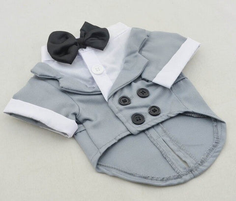 Pet Clothes Puppy Shirt Dog Wedding Tuxedo Western Style Suit with Bow Tie Apparel Clothing For Dogs Coat