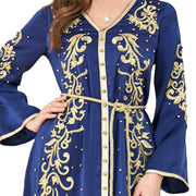 Middle Eastern Women's Arab Apparel New V-neck Long Sleeve Dress