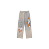 Full range of cross leather label washed jeans couple street baggy denim pants